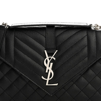 Saint Laurent Grain De Poudre Textured Mixed Matelasse Triquilt Medium Monogram Satchel Black 9 of 11