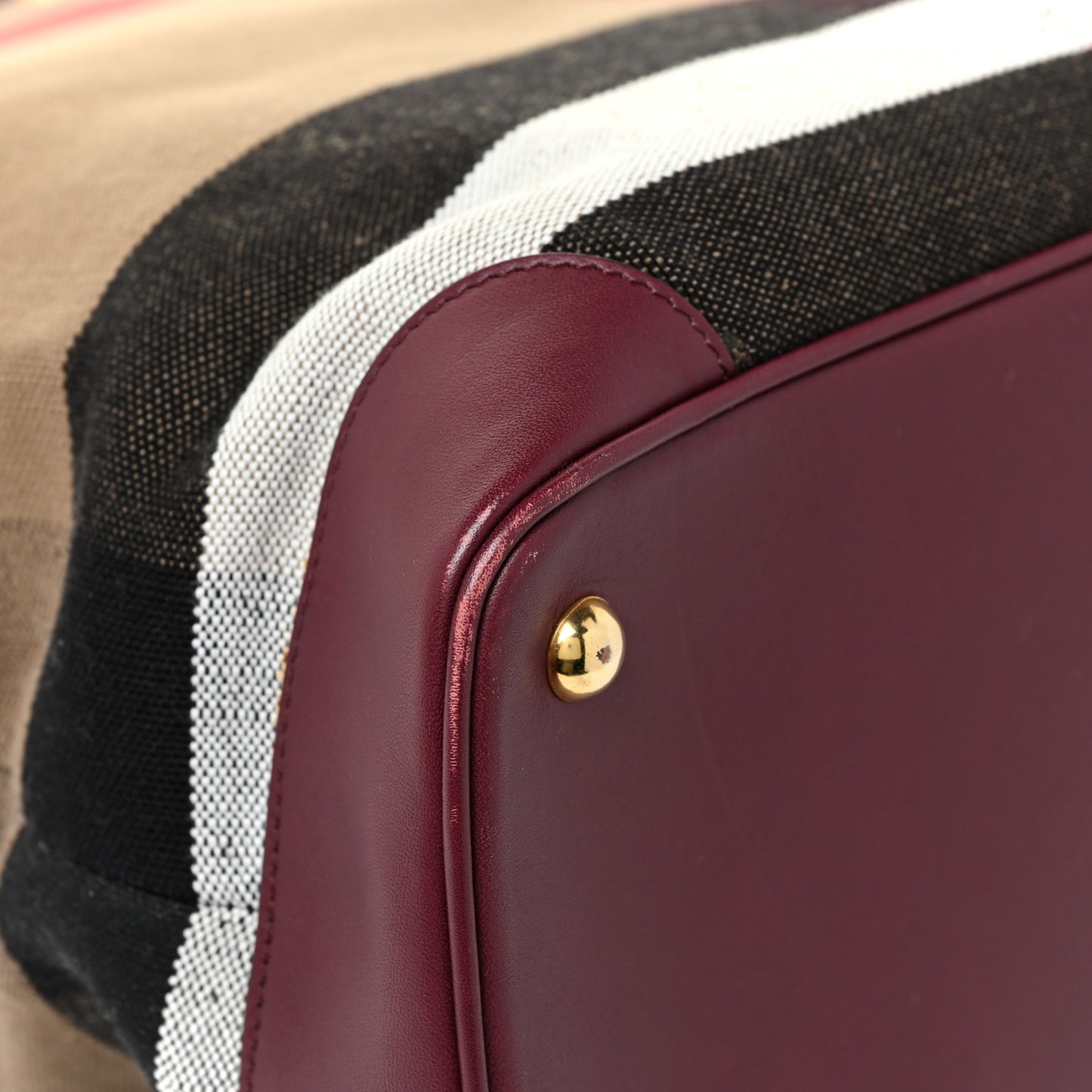 Canvas Mega Check Calfskin Medium Bloomsbury Saddle Burgundy