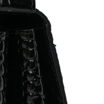 Balenciaga Shiny Calfskin Graffiti Logo Crocodile Embossed Medium Ghost Shoulder Bag Black White 13 of 13