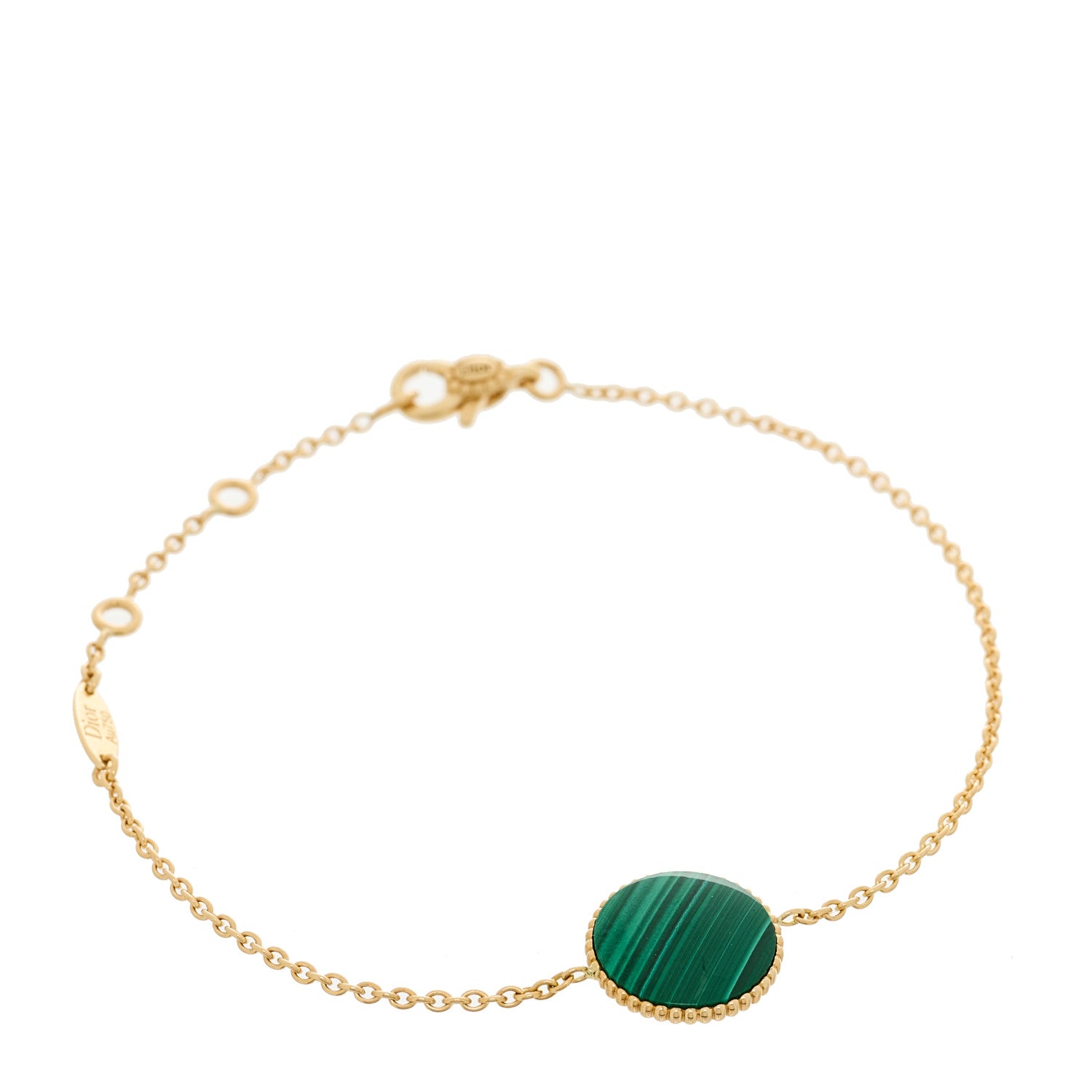 Christian Dior 18K Yellow Gold Diamond Malachite Rose Des Vents Bracelet 3 of 6
