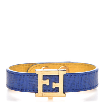 Fendi Vitello Elite FF Reversible Bracelet Neon Blue 1 of 6