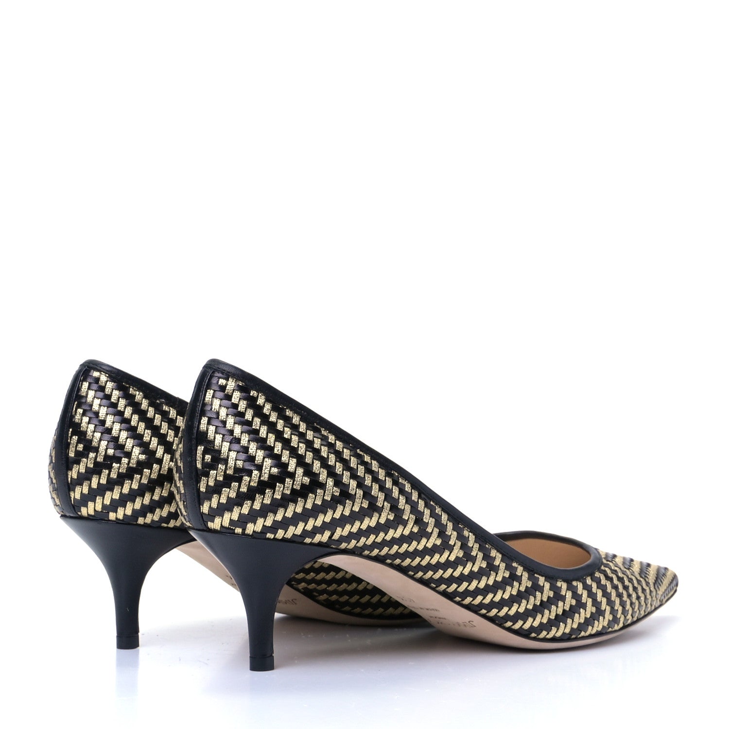 Jimmy Choo Patent Woven Aza 50 Pumps 40.5 Black Gold 4 of 4
