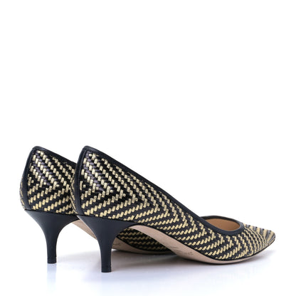 Jimmy Choo Patent Woven Aza 50 Pumps 40.5 Black Gold 4 of 4