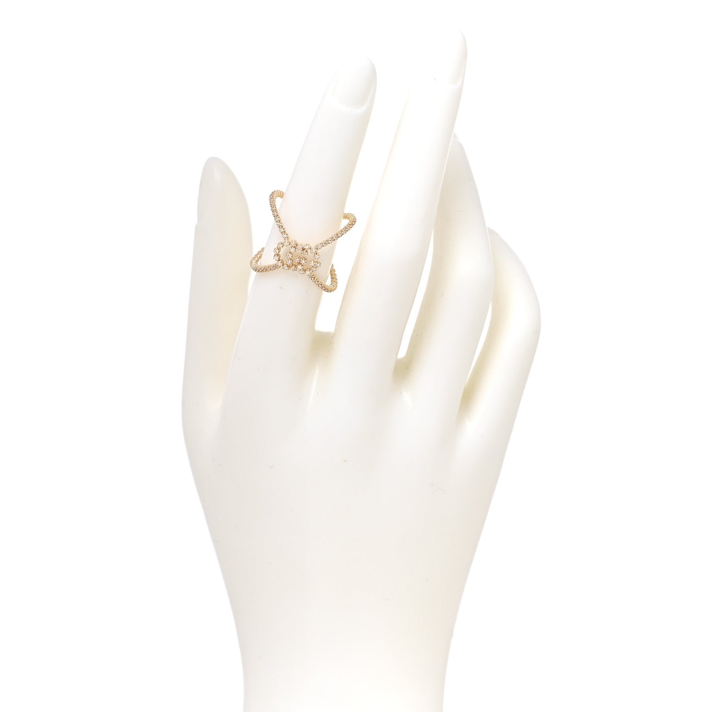 18K Yellow Gold Diamond GG Running X Ring 53 6.25