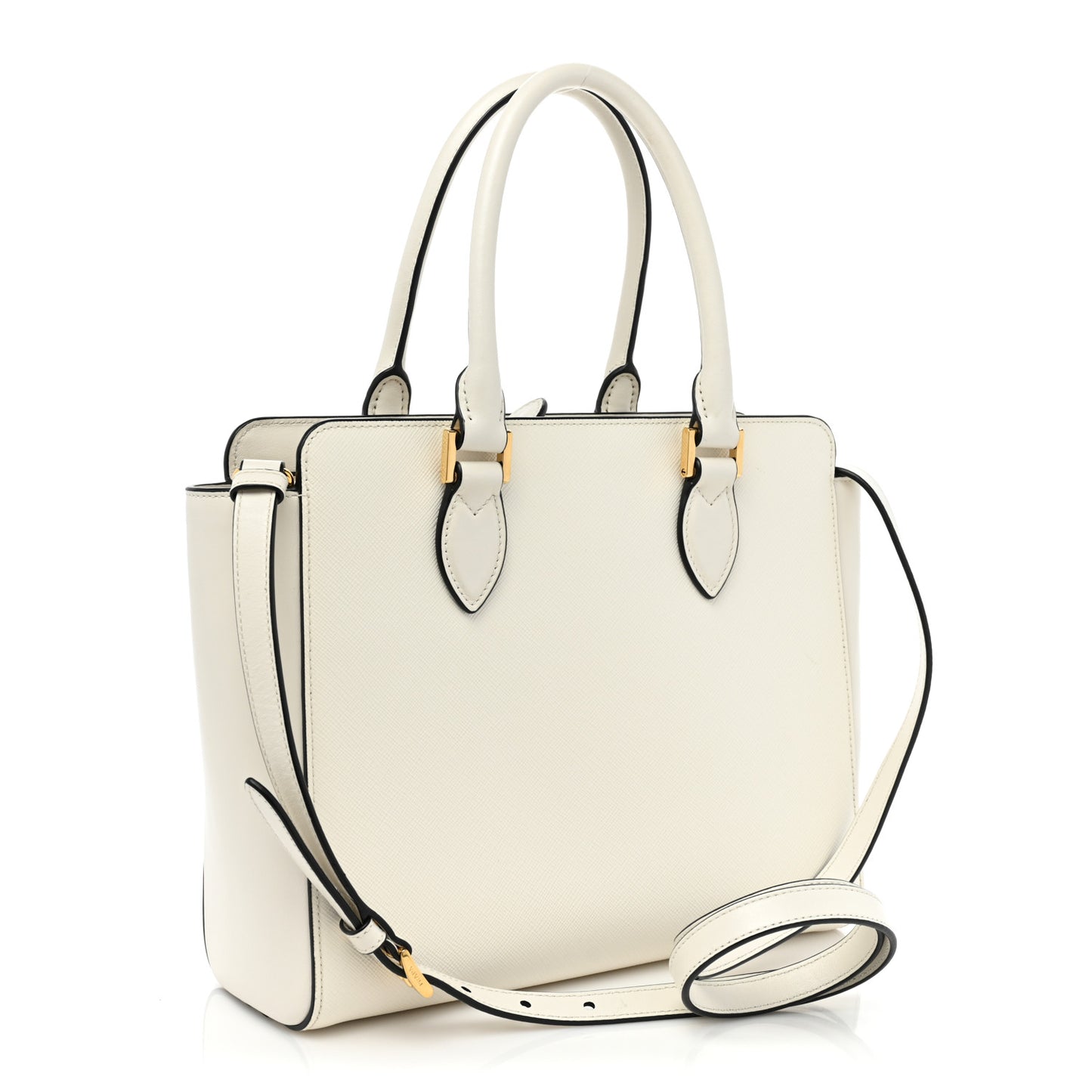 Saffiano Soft Calfskin Small Zippered Tote White
