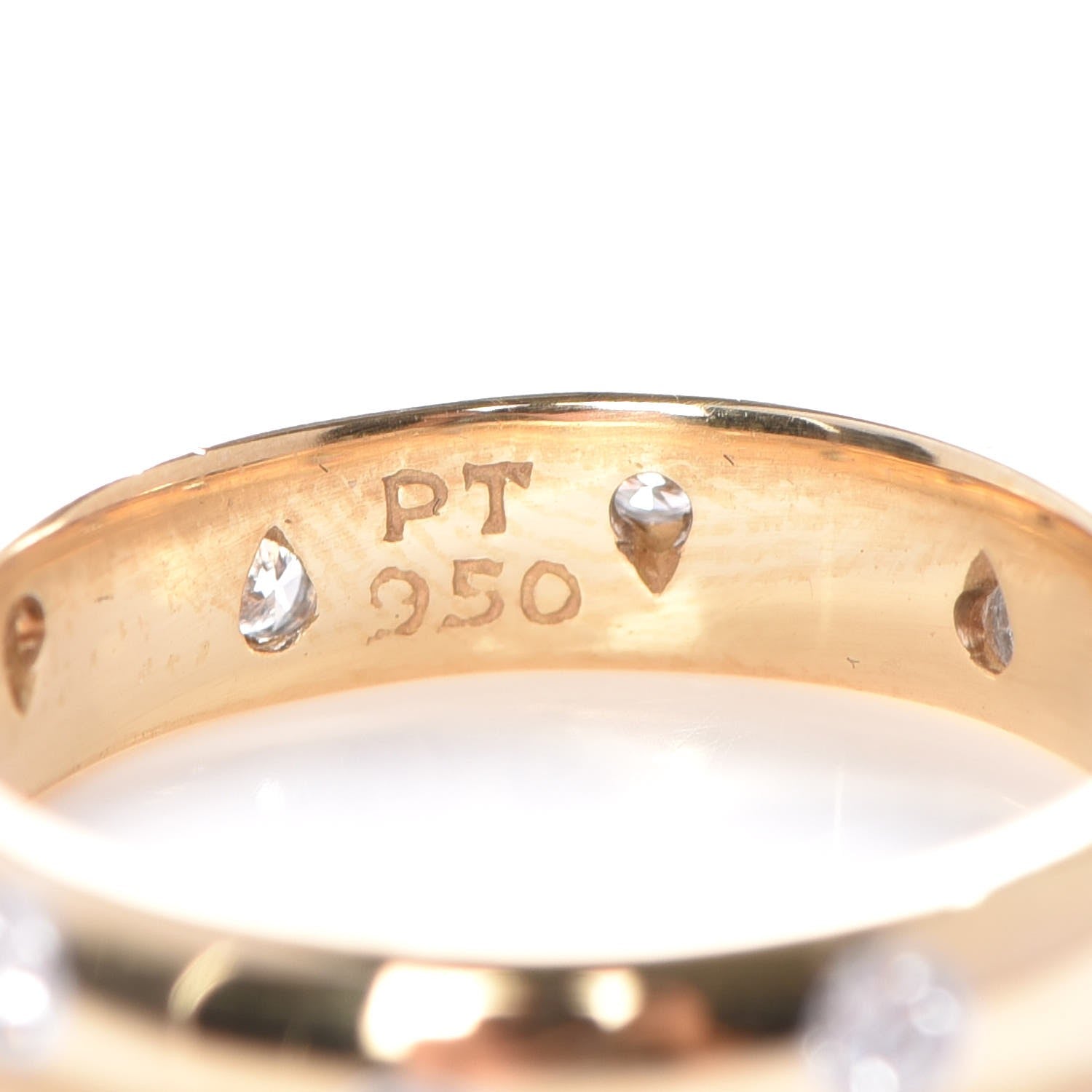 Tiffany 18K Yellow Gold Platinum Diamond Etoile Band Ring 49 5 6 of 7