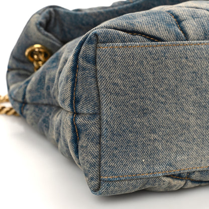 Saint Laurent Denim Quilted Small Loulou Puffer Monogram Chain Satchel Blue Cinnamon 7 of 8