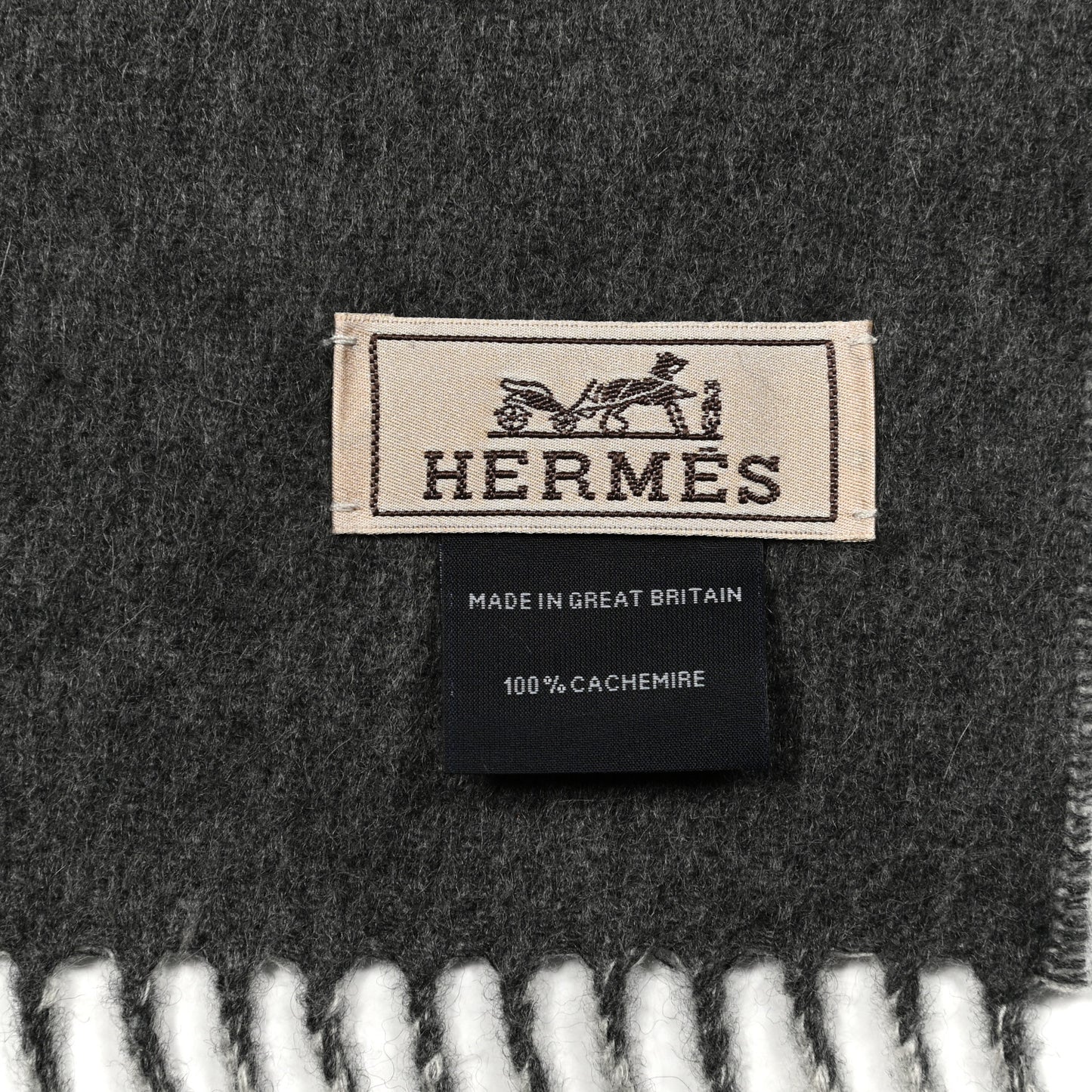 Cashmere Recto Verso Muffler Gris Clair Chine Flanelle