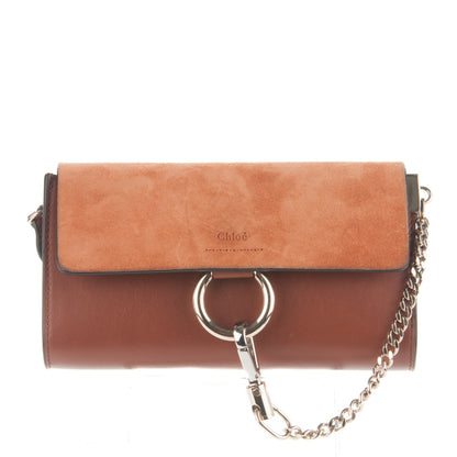 Chloe Suede Calfskin Mini Faye Shoulder Bag Tobacco 1 of 7