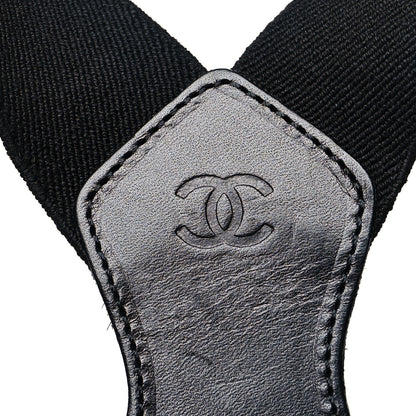 Chanel Logo Suspenders Black White 3 of 4