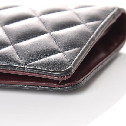 Chanel Metallic Calfskin Quilted Yen Wallet Dark Silver 10 of 11