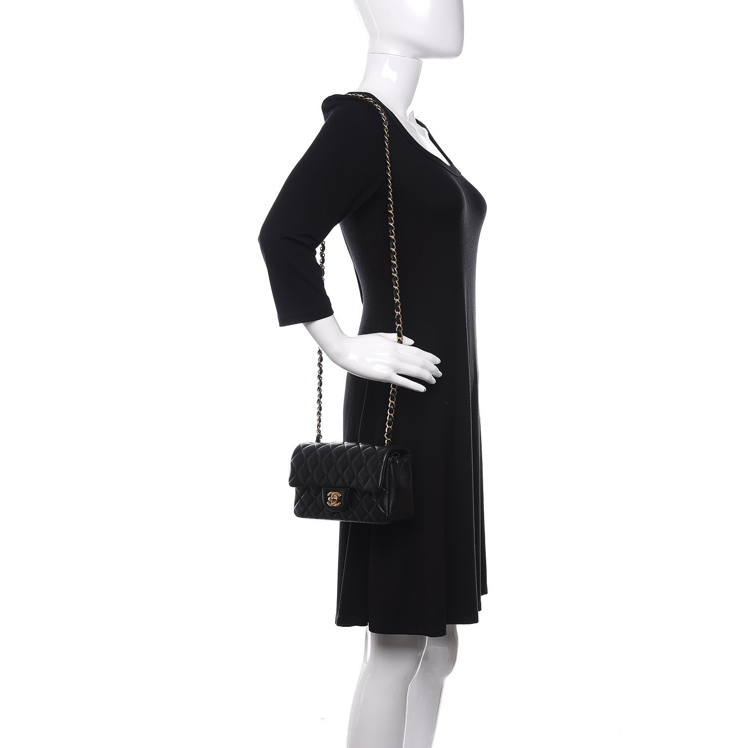 Chanel Lambskin Quilted Mini Rectangular Flap Black 2 of 12