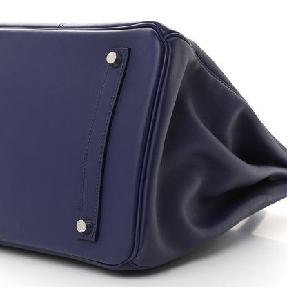 Hermes Swift Epsom Tressage Birkin 35 Bleu Encre Bleu Du Nord Gold 9 of 10
