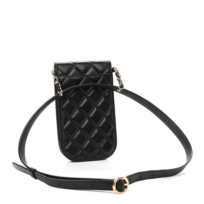 Chanel Lambskin Quilted Phone Clutch With Chain Black 3 of 10