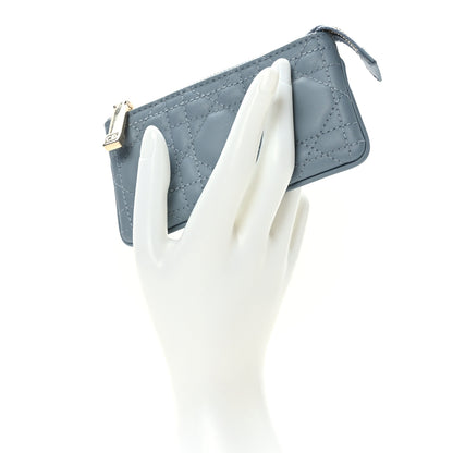Christian Dior Lambskin Cannage Lady Dior Zipped Key Case Cloud Blue 2 of 7