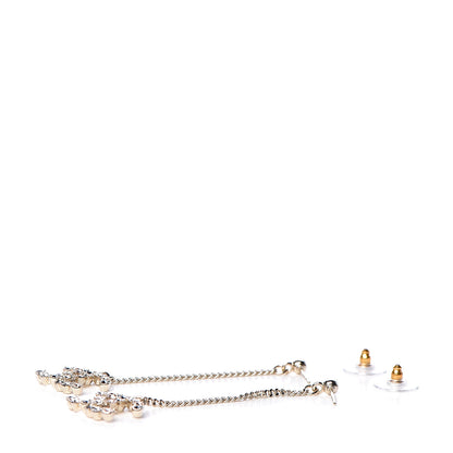 Chanel Crystal CC Drop Earrings Pink Grey Gold 3 of 4