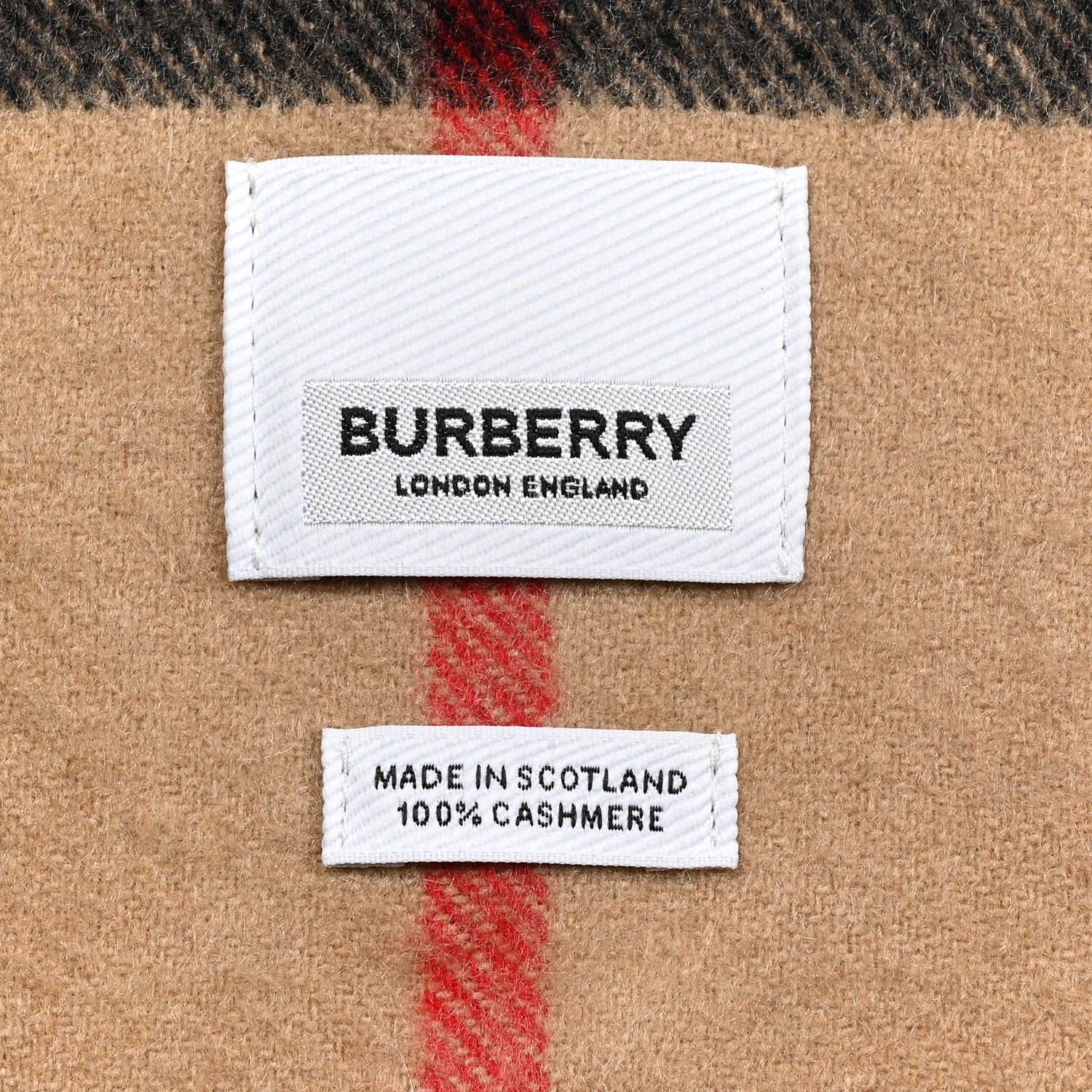 Burberry Cashmere Giant Check Fringe Scarf Archive Beige 1860686