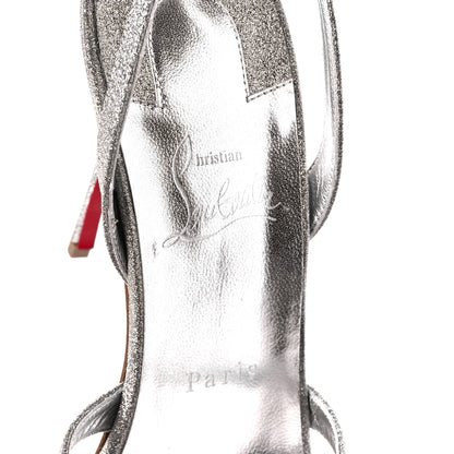 Christian Louboutin Glitter Emilie 100 Slingback Sandals 40.5 Silver 7 of 8
