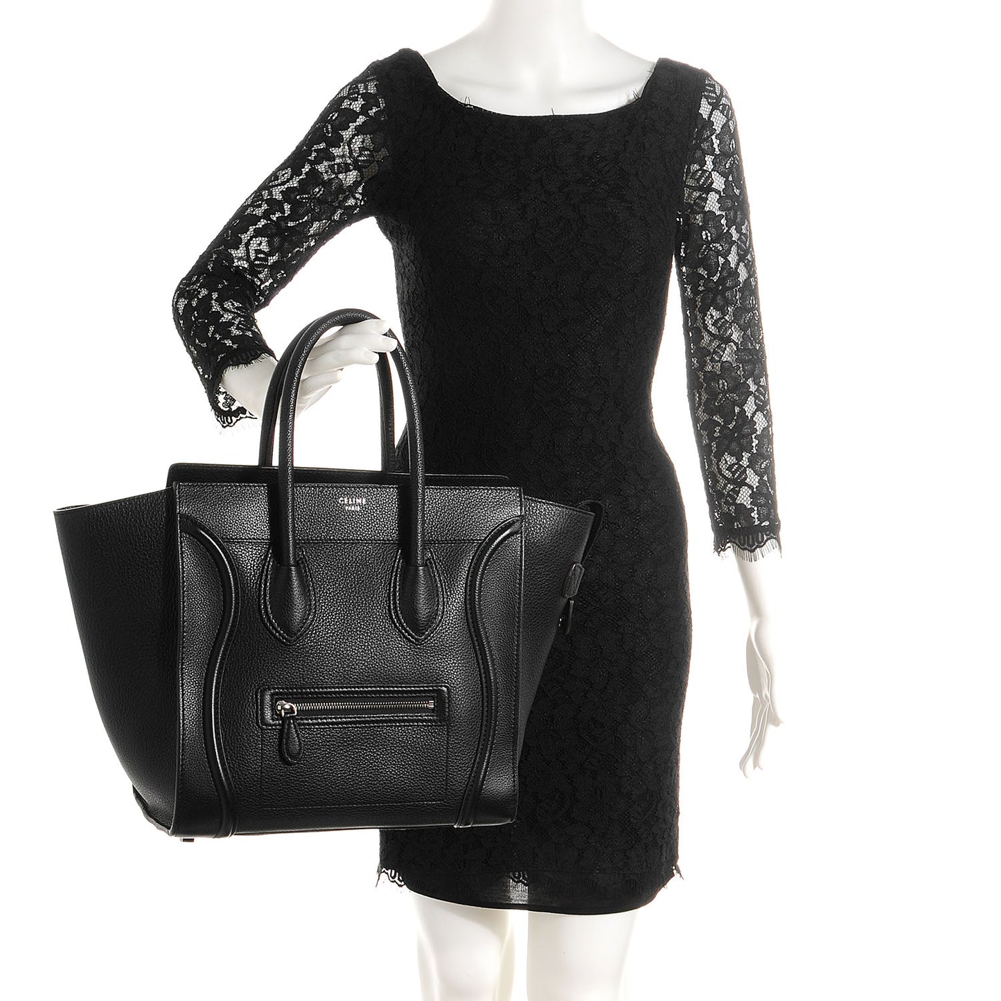 Drummed Calfskin Mini Luggage Black