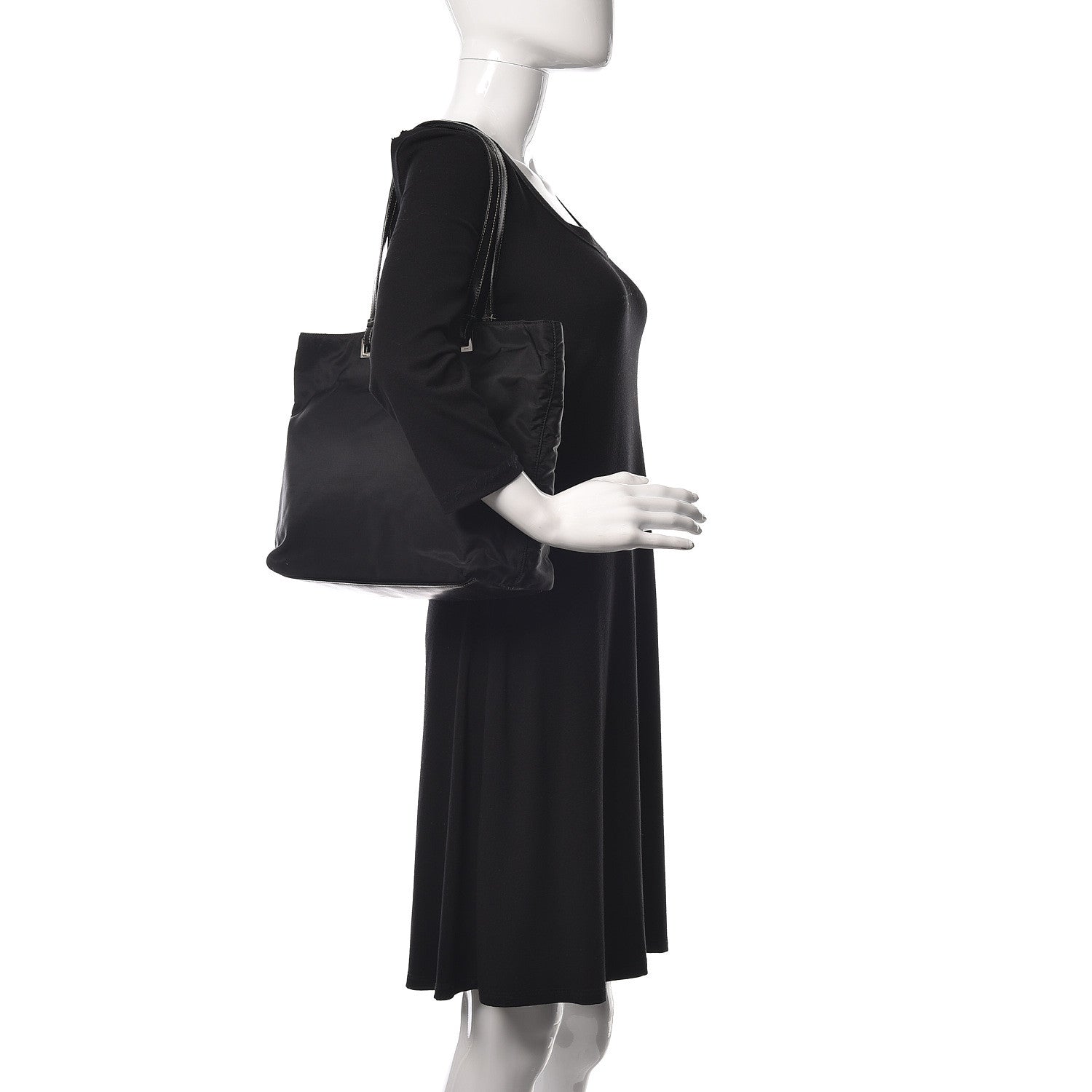 Prada Tessuto Nylon Soft Calf Tote Nero Black 2 of 11