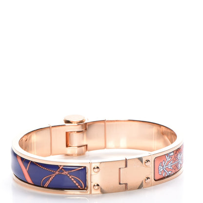 Hermes Enamel Printed Narrow Coup De Fouet Au Bloc Hinged Bracelet S Rayon X 3 of 6
