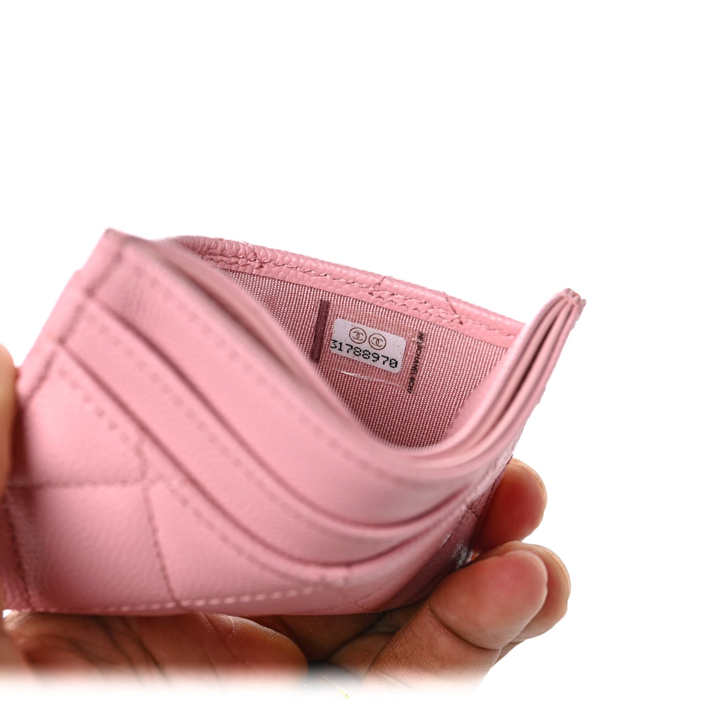 Caviar Quilted Card Holder Pink