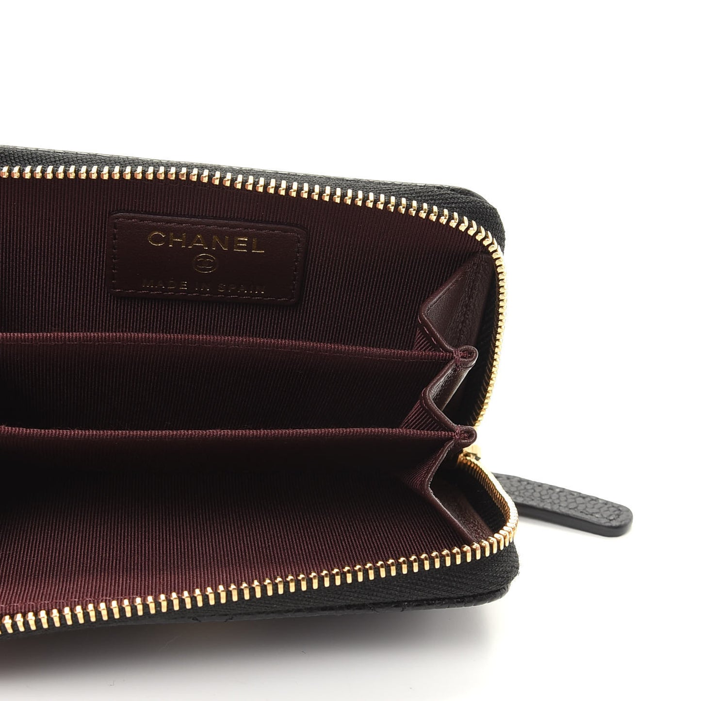 Caviar Quilted Zip Coin Purse Black