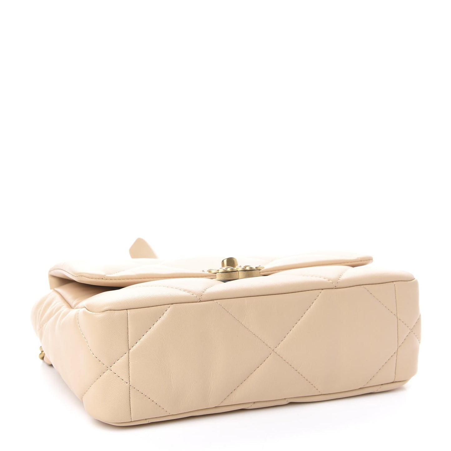 Goatskin Quilted Medium 19 Flap Beige