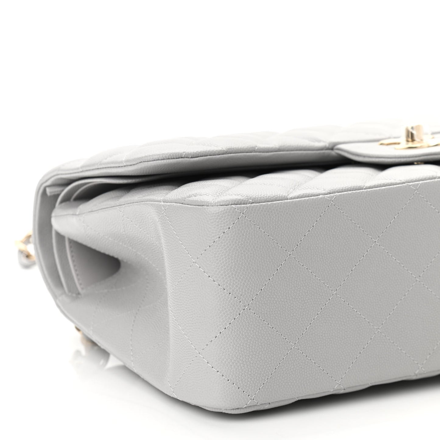 Caviar Quilted Jumbo Double Flap Grey