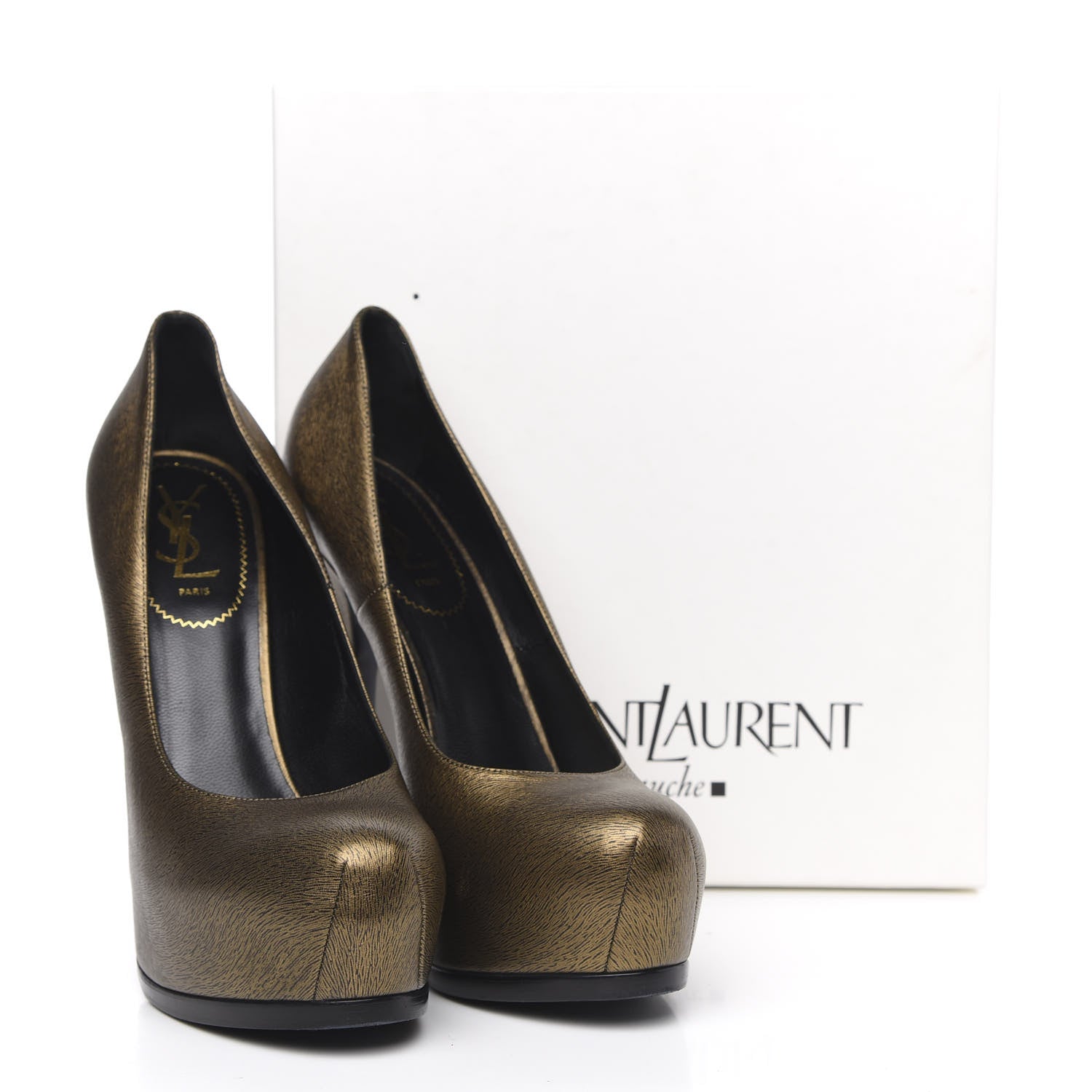 Saint Laurent Metallic Calfskin Tribtoo 105 Platform Pumps 40.5 Black 9 of 9