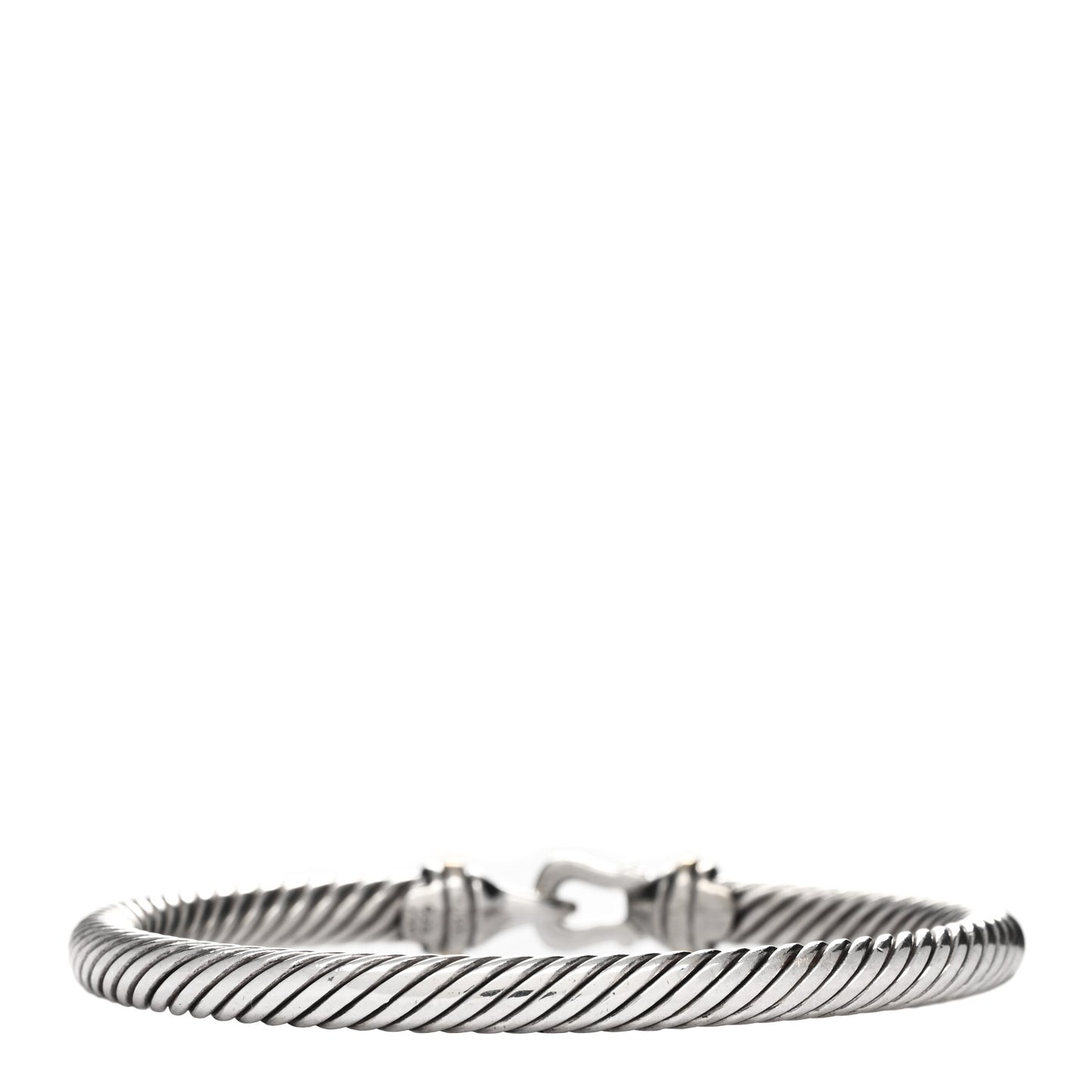 Sterling Silver 18K Yellow Gold 5mm Cable Classic Buckle Bracelet