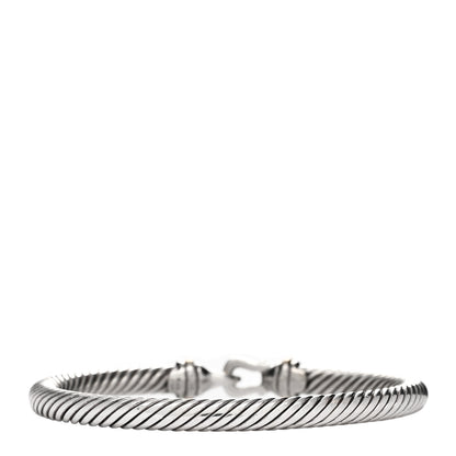 David Yurman Sterling Silver 18K Yellow Gold 5mm Cable Classic Buckle Bracelet 2 of 3