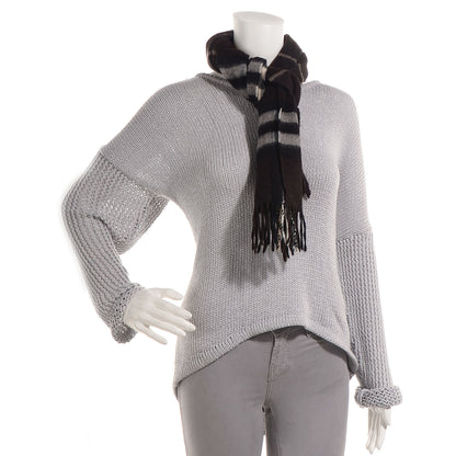 Burberry Cashmere Giant Check Fringe Scarf Dark Brown Black 2 of 5