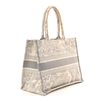 Christian Dior Canvas Embroidered Medium Dioriviera Toile De Jouy Book Tote Gray 3 of 18