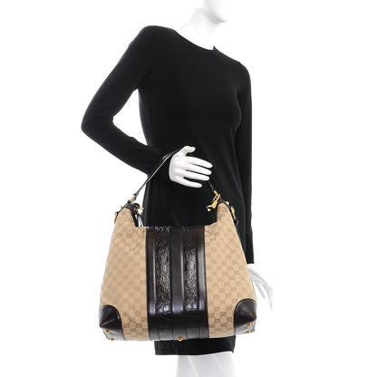Gucci Monogram Crocodile Web Medium Secret Hobo Dark Brown 3 of 10