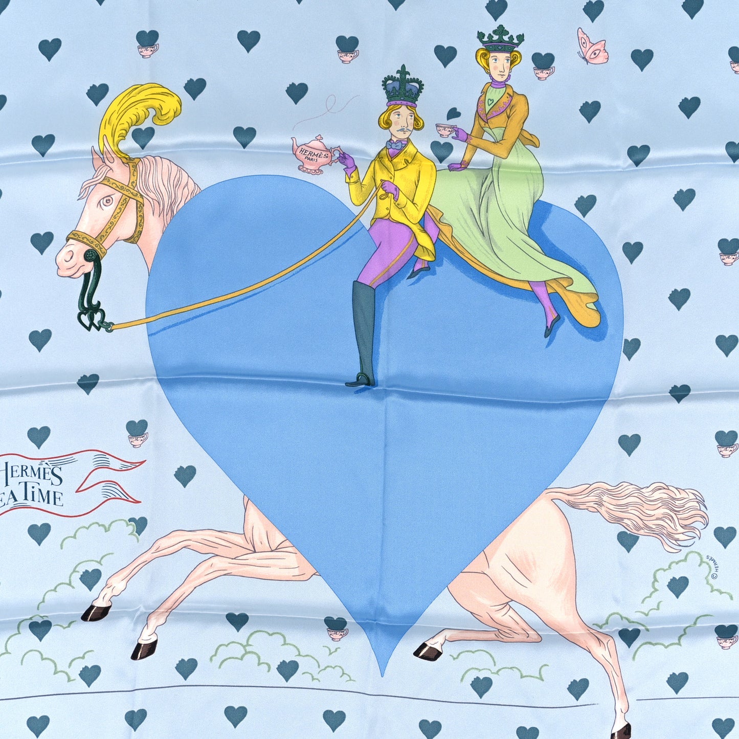 Silk Tea Time Scarf 70 Bleu Ciel Bleu Azur