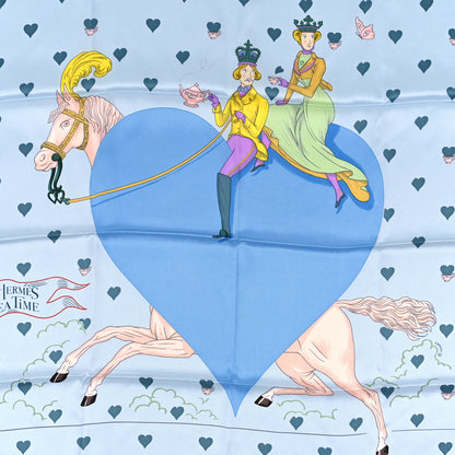 Hermes Silk Tea Time Scarf 70 Bleu Ciel Bleu Azur 4 of 4