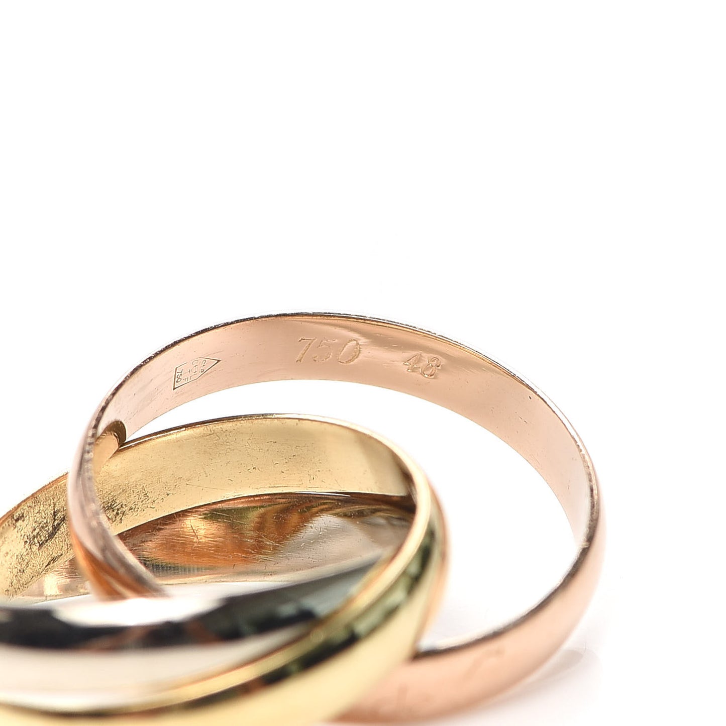 18K Pink Yellow White Gold Classic Les Must De Cartier Trinity Ring 48 4.5