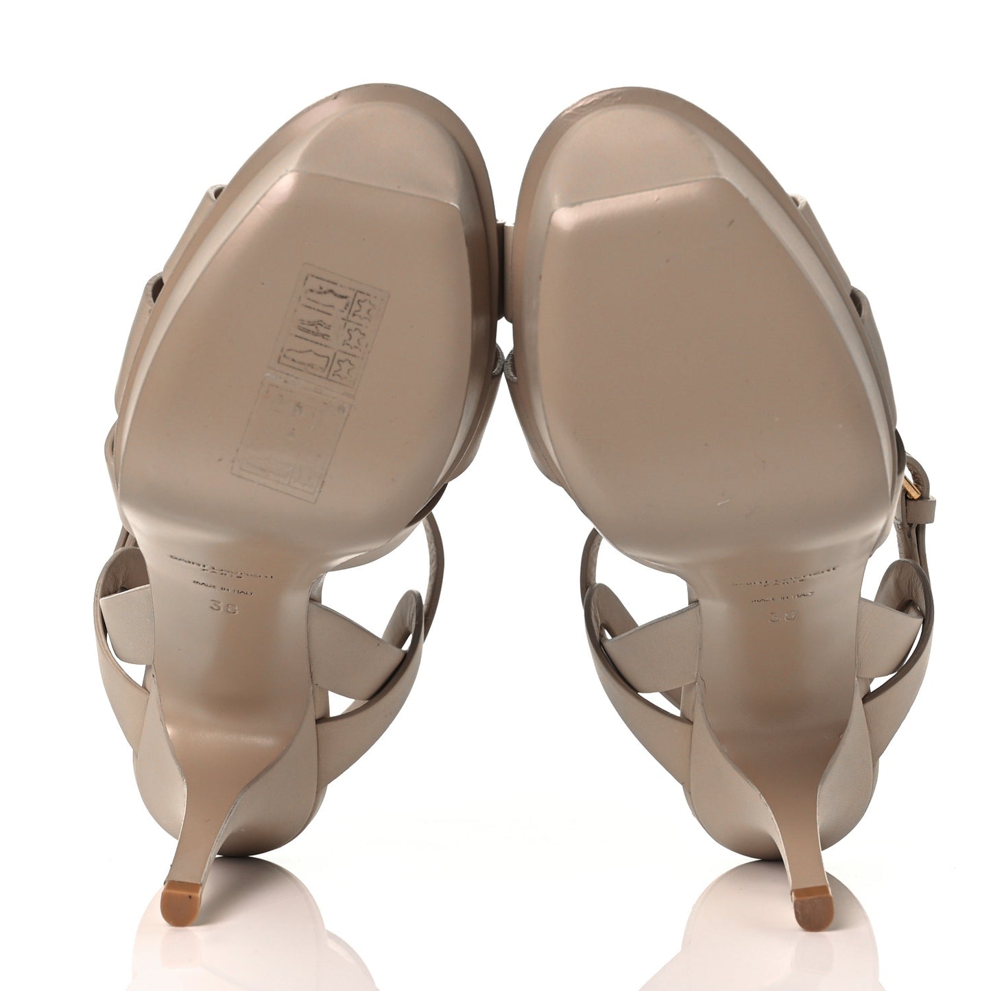 Calfskin Tribute 75 Platform Sandals 38 Nude Powder