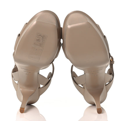 Saint Laurent Calfskin Tribute 75 Platform Sandals 38 Nude Powder 5 of 8