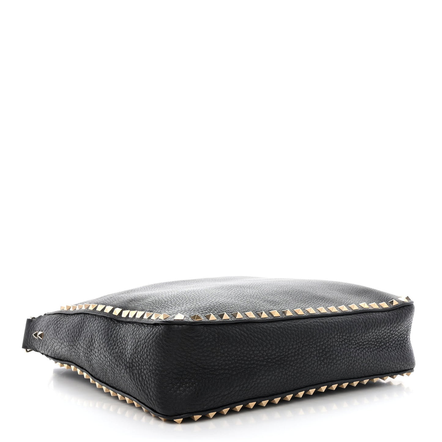 Pebbled Calfskin Small Rockstud Flip-Lock Messenger Bag Black