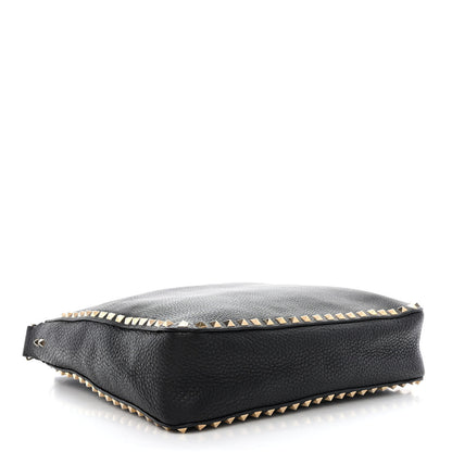 Valentino Garavani Pebbled Calfskin Small Rockstud Flip-Lock Messenger Bag Black 4 of 13