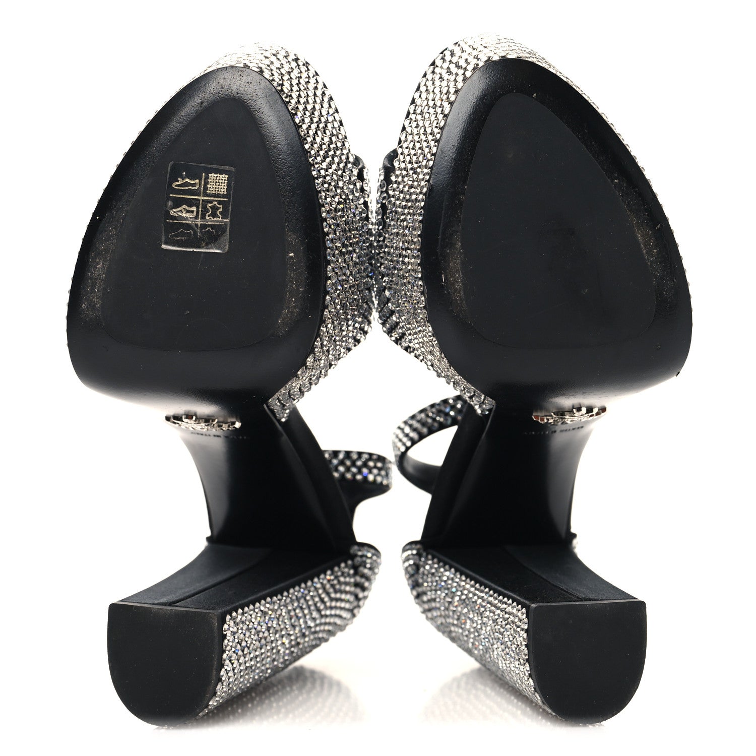 Prada Satin Crystal Triangle Logo 40/135mm Platform Sandals 37 Cristal 6 of 9