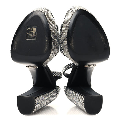 Prada Satin Crystal Triangle Logo 40/135mm Platform Sandals 37 Cristal 6 of 9
