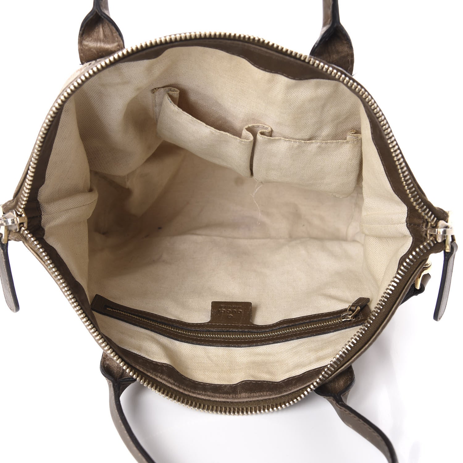 Gucci Monogram Lurex Heart Bit Charm Top Handle Tote Bronze 6 of 16