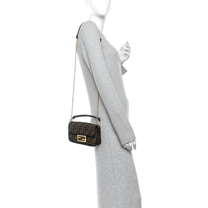 Fendi Fabric Jacquard FF 1974 Mini Baguette Tobacco Moro Black 2 of 11