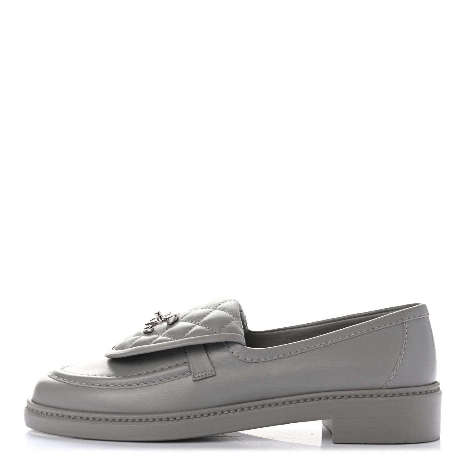 Chanel Lambskin Quilted CC Turnlock Moccasins 38.5 Grey 1 of 8