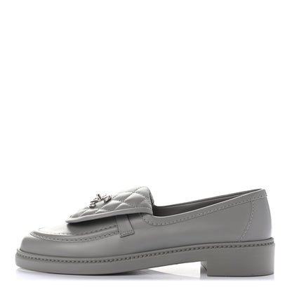 Chanel Lambskin Quilted CC Turnlock Moccasins 38.5 Grey 1 of 8