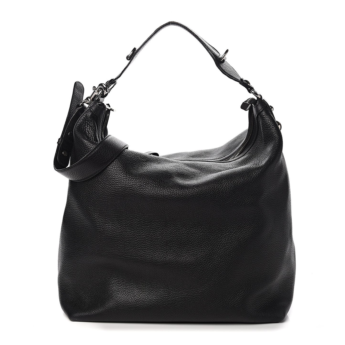 Pebbled Calfskin Large Icon Bit Hobo Black