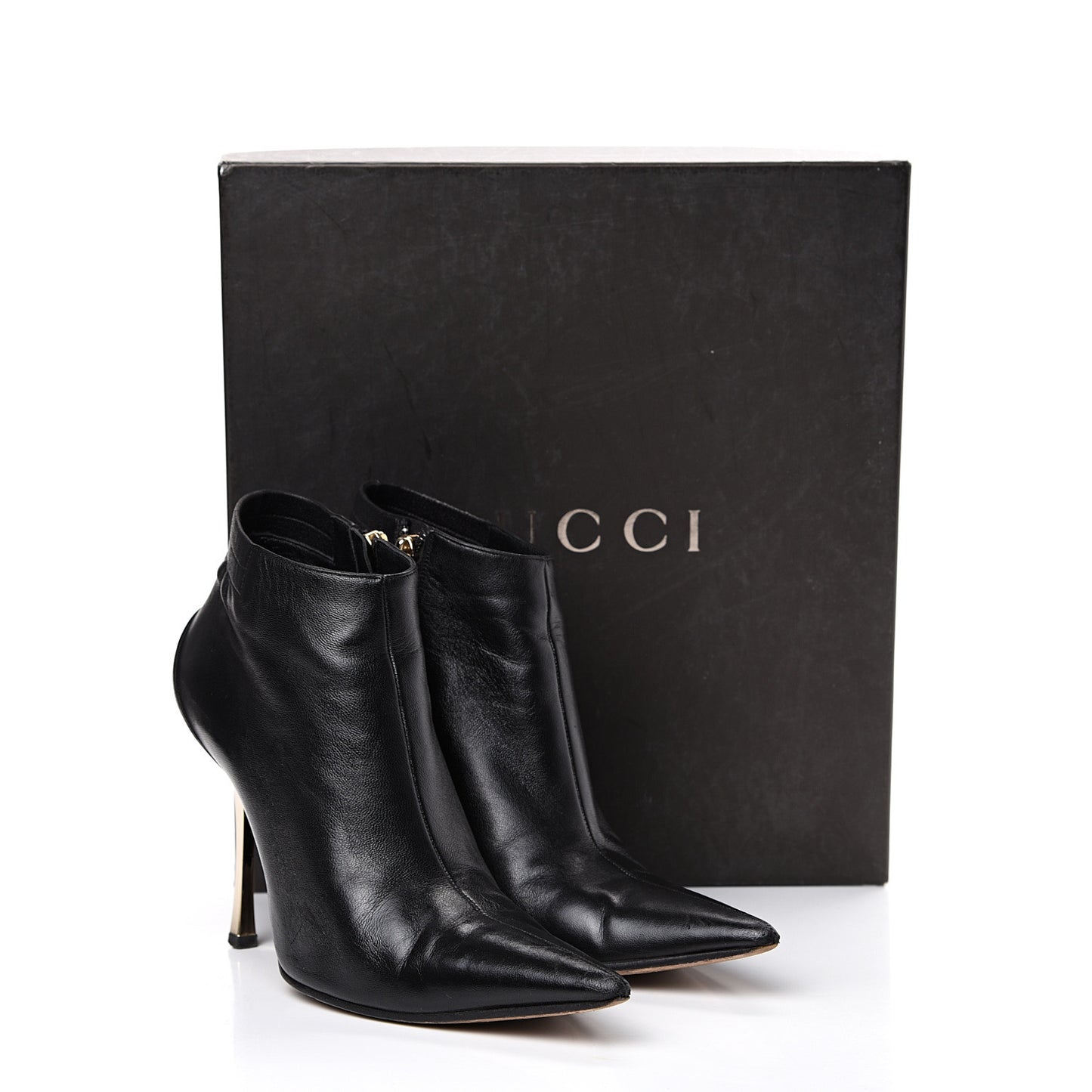 Calfskin Zip Ankle Boots 7 Black